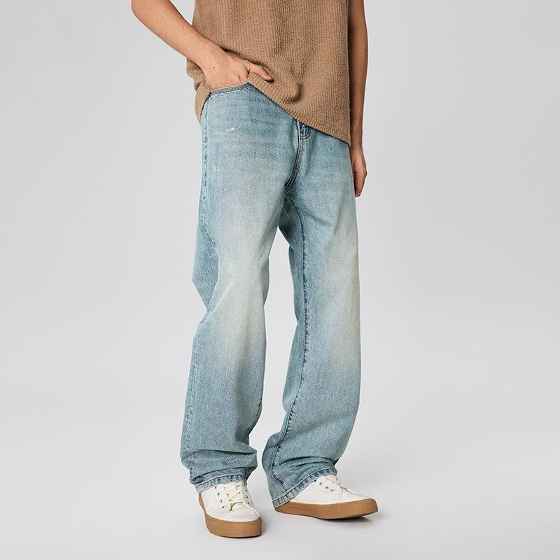 

Весенне-летние прямые джинсы Крутые мужские джинсы от модного бренда Новый стиль 40 синий