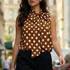 Damen Plus Size Ärmelloses Tanktop Polka Dot Print Rundhals Krawatte vorne Sommerurlaub