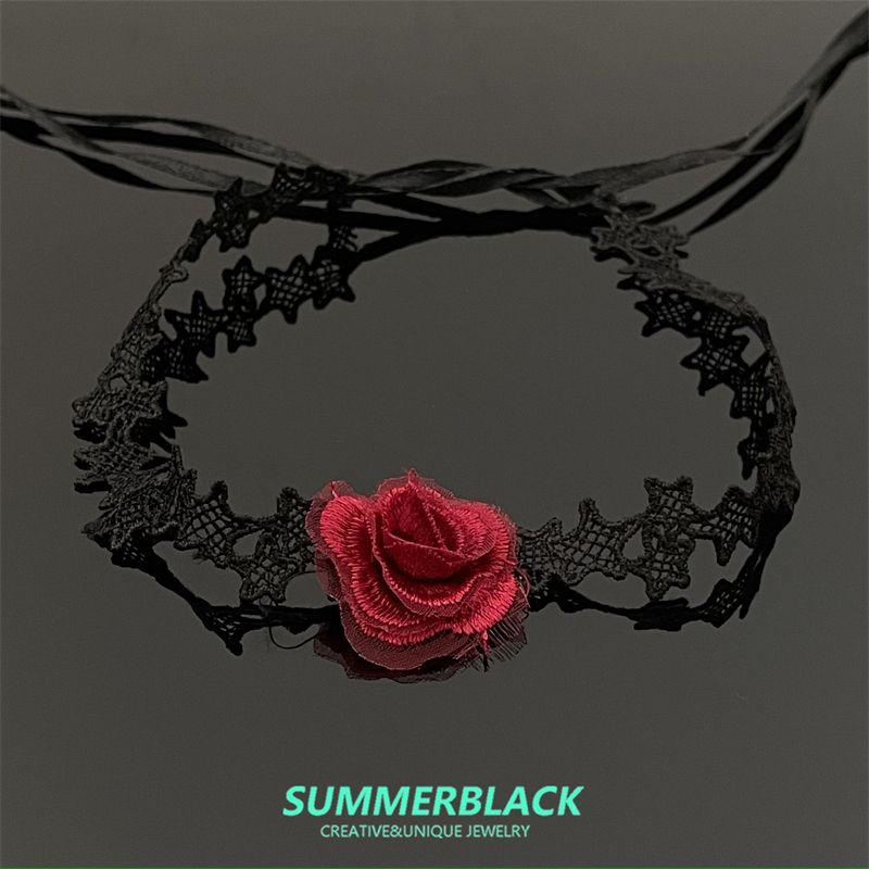 

Темный готический стиль кружевной чокер с цветком женская шейная лента шейные аксессуары ожерелье ожерелье лолита украшение Lace flower necklace