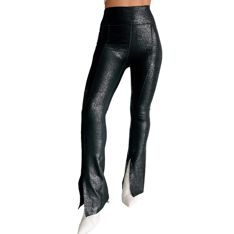 Shi Ying High-Waisted Slim Fit Flare Leggings with Side Split - 2025 Autumn Collection L