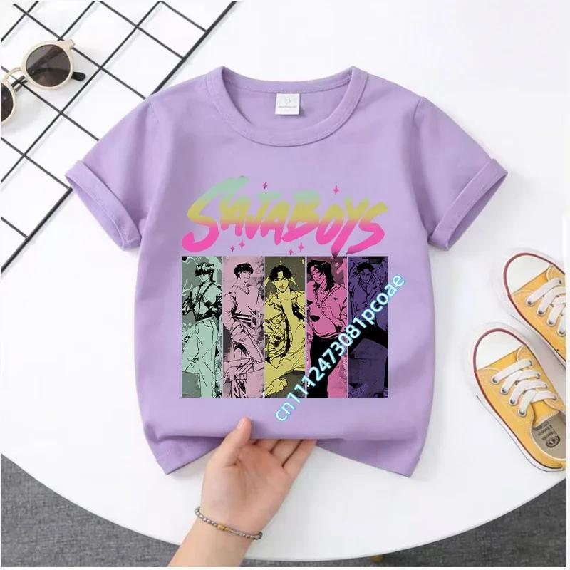 KPop Demon Hunters 2026New Saja Boys Cartoon Boys T-shirt Round Neck Fashion Casual Top Children's T-shirt Kids Clothing