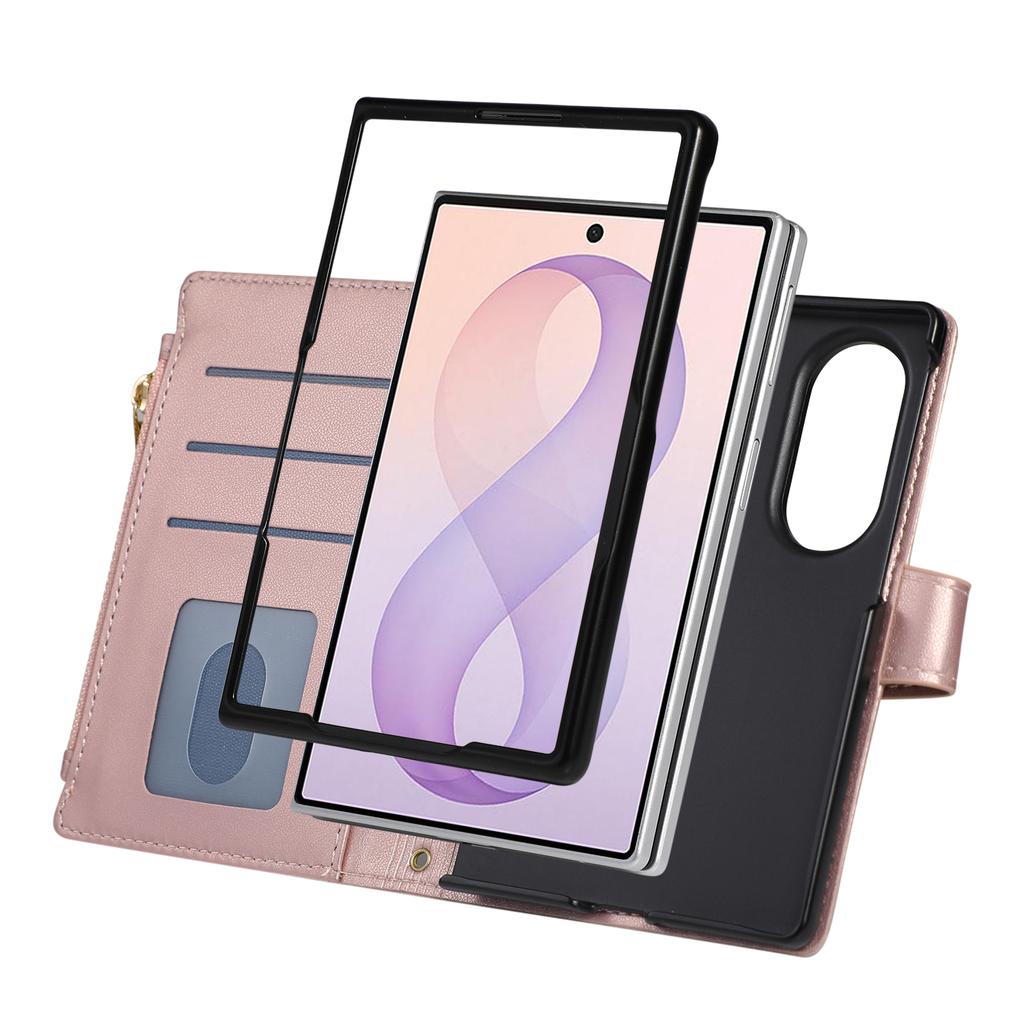 Crossbody Long Lanyard Zipper Cards Solt Wallet Flip Leather Case for Samsung Galaxy Z Fold8 Fold 8 Wide Shockproof Stand Cover