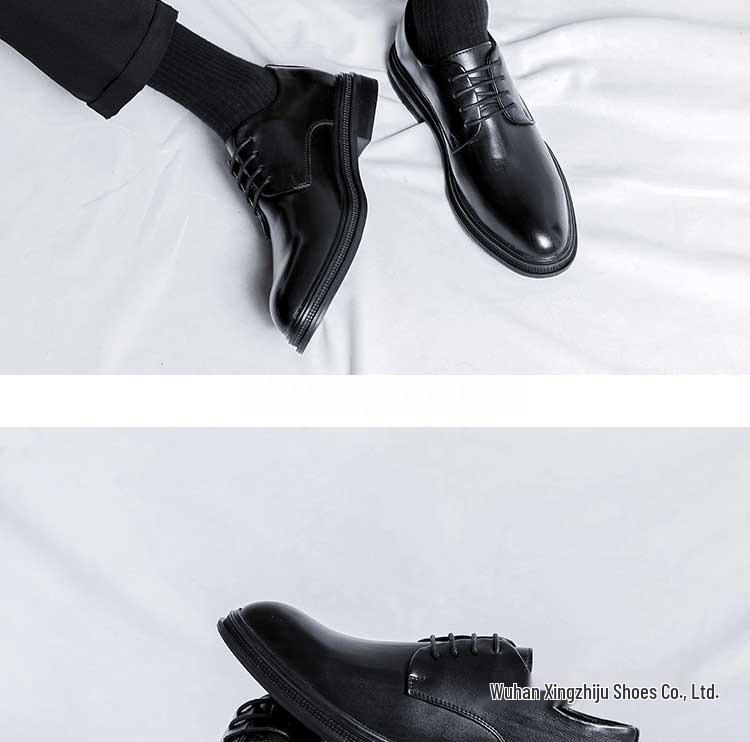 Scarpe da Uomo Nere a Punta in Pelle - Stile Britannico, Formali da Business, Casual, Rialzanti, Ideali per l'Autunno e i Matrimoni.