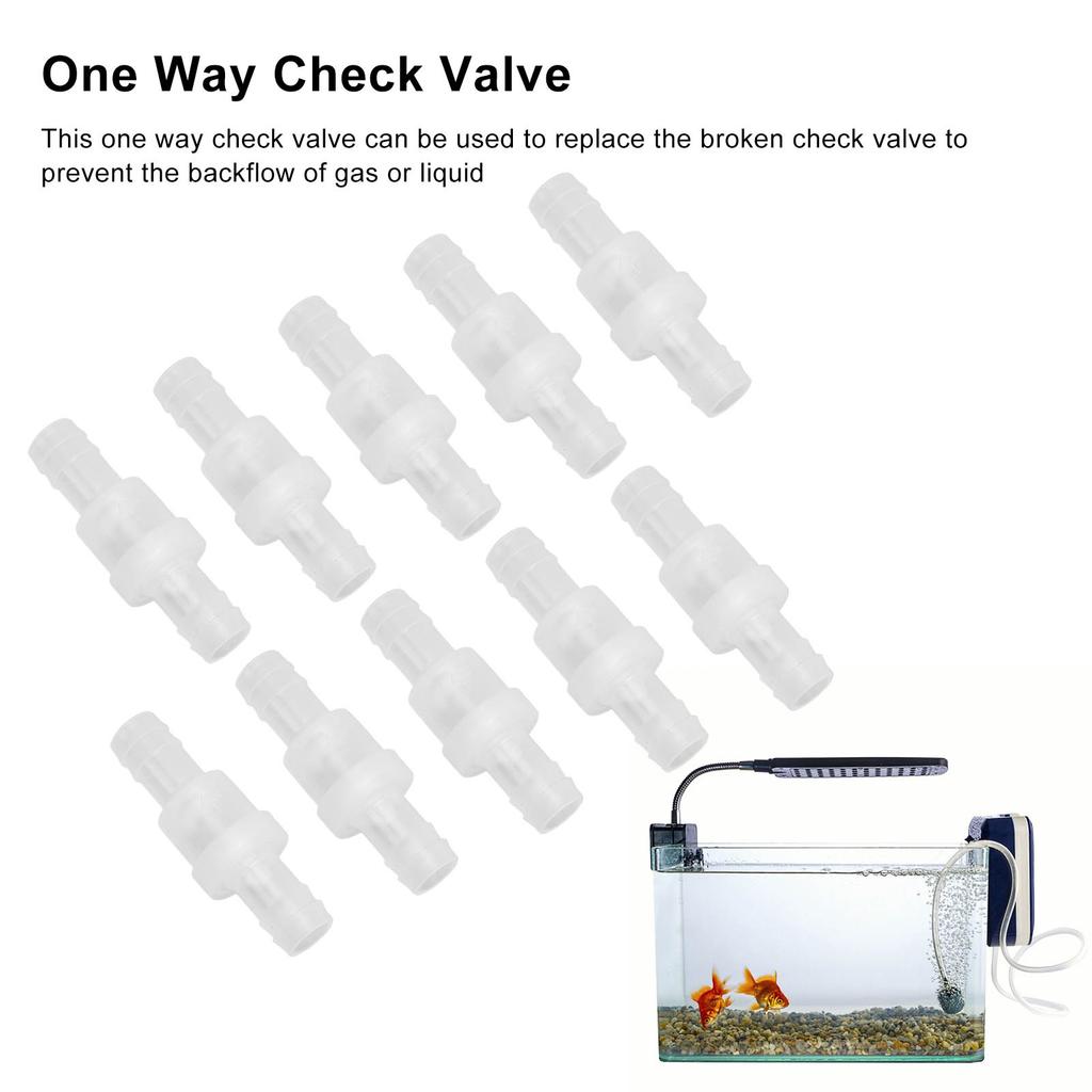 10 Pcs 1 Way Check Valve Translucent Water Stop Hose Check Valve with Spring for Chemical Industry