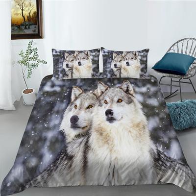 Cartoon Wolf Digital Printing Independent Website Available Polyester Quilt Cover Pillowcase Two Or Three Piece Set