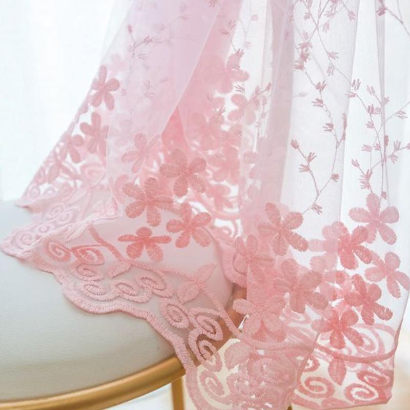 Visillo Francés Vintage 1 pieza Bordado de Flores Transparente - Tipo Anillo con Ojales para Dormitorio Sala de Estar Ventana Mirador Romántica Decoración del Hogar