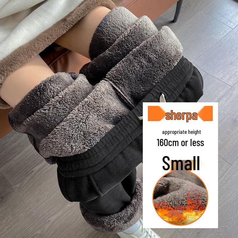 2024 Women's Slim Fit Fleece-Lined Cotton Pants: Winter Outerwear, Petite Wide Leg, Straight Leg Sportswear