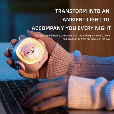 2 In 1 Outdoor Hand Warmer with Night Light USB Rechargeable Pocket Hand Heater Winter Quick Heating Mobile Power Bank for Home