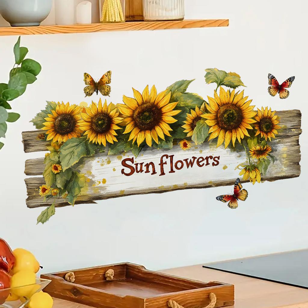 1PCS Removable Sunflower Wall Sticker Kitchen Waterproof Decals Wall Stickers For Kids Room Living Room Bedroom Home Decoration
