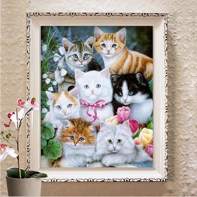 5D barkácsolás gyémánt festmény "Cat Family" hímzés keresztszemes strassz mozaik festmény