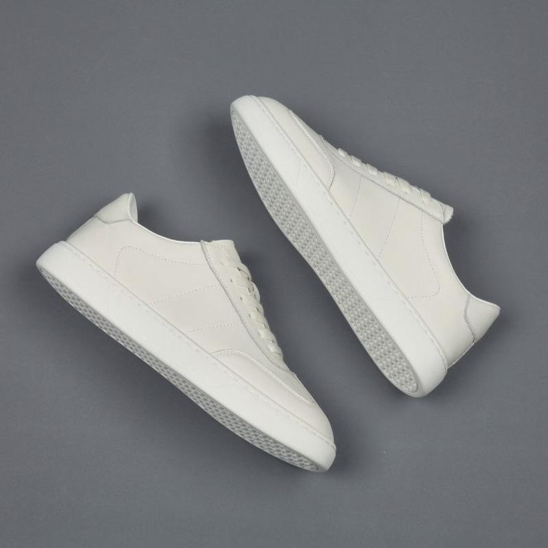 Cross-Border By Korean Version Trend Summer New Breathable White Platform Leather Casual Sports Shoes White Shoes Men'S Board