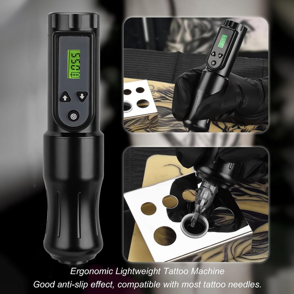 Wireless Tattoo Pen   Tattoo NaMachine Cartridge Needles Coreless Motor Electroplating LCD Display for Beginners