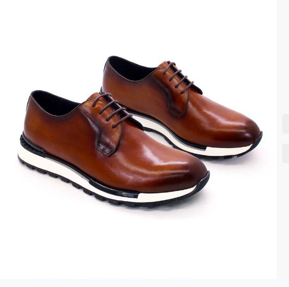 

Модные мужские кроссовки из натуральной кожи на шнуровке, удобные повседневные оксфорды для мужчин, обувь для ходьбы на открытом воздухе, плоская подошва a33 47 коричневый