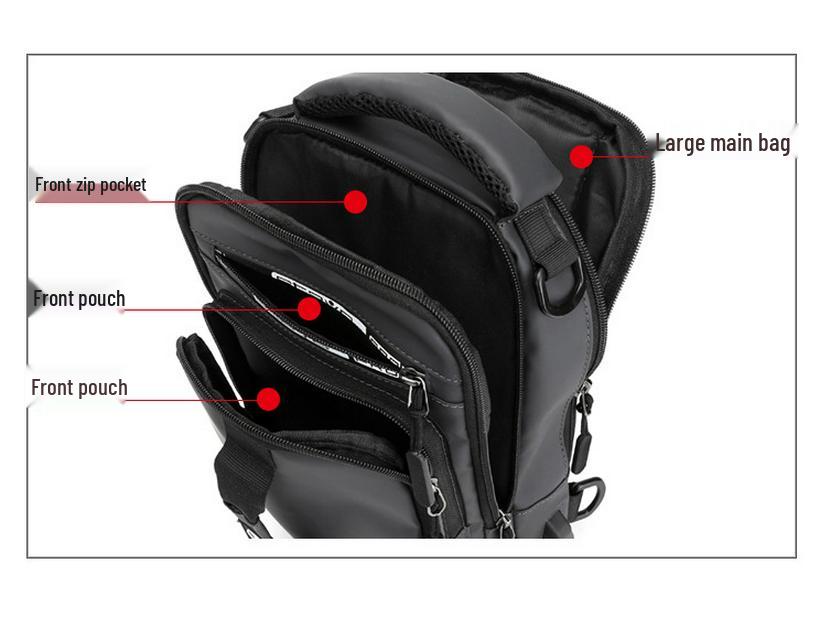 Men's USB Charging Multifunction Shoulder Chest Bag Backpack