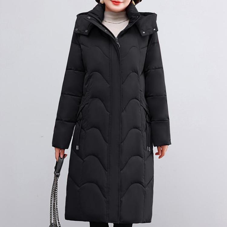 

Элегантные зимние парки для женщин среднего возраста, длинное пальто с капюшоном, повседневные толстые теплые женские куртки 4XL чёрный