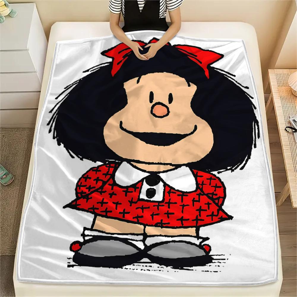 1PC Mafalda Print Flannel Blanket, High Quality All Seasons, Home Decor, Warmth and Comfort, Perfect for Christmas Gifts