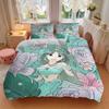 3pcs Green Princess Jasmine Printed Quilt Set Soft and Comfortable Quilt Cover for Bedroom, Guest Room Bedding Set B058