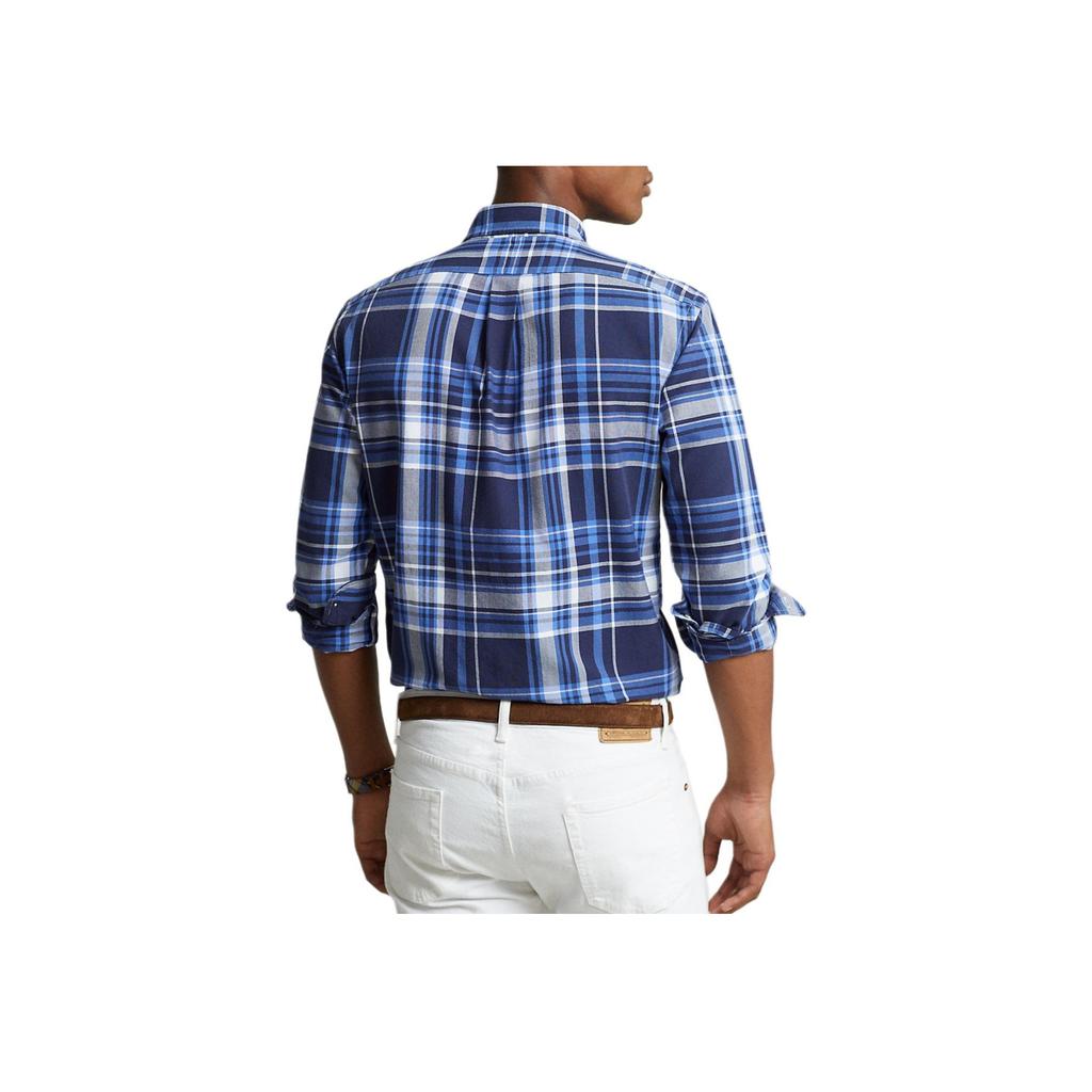 Polo Ralph Lauren Ss24 Plaid Pony Logo Embroidered Long Sleeve Oxford Shirt Men Shirts Blue MNPOWOV16820313-999