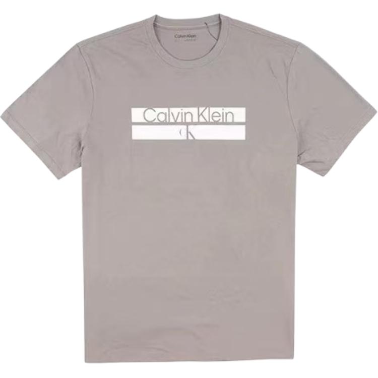 Calvin Klein Casual Letter Logo Comfortable Simple Round Neck Short Sleeve T-Shirt Men T-Shirt Gray 40BC856-020