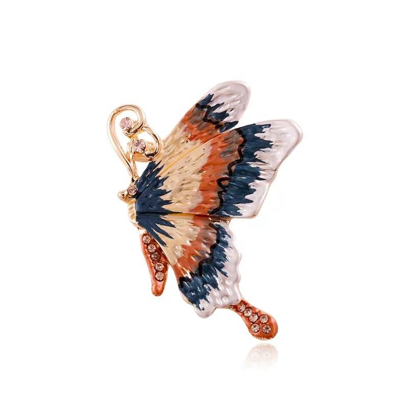 Retro Temperament Enamel Painted Butterfly Brooch High-End Women'S Luxury Fashion Exquisite Pin Elegant Atmosphere Accessories