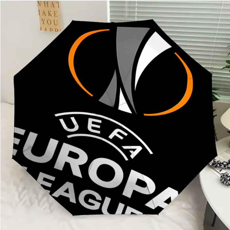 UEFA Champions League Print Automatic Umbrella, 8 Rib Iron Frame, Plastic Handle, Suitable for Outdoor Travel &Daily , Ideal Gift