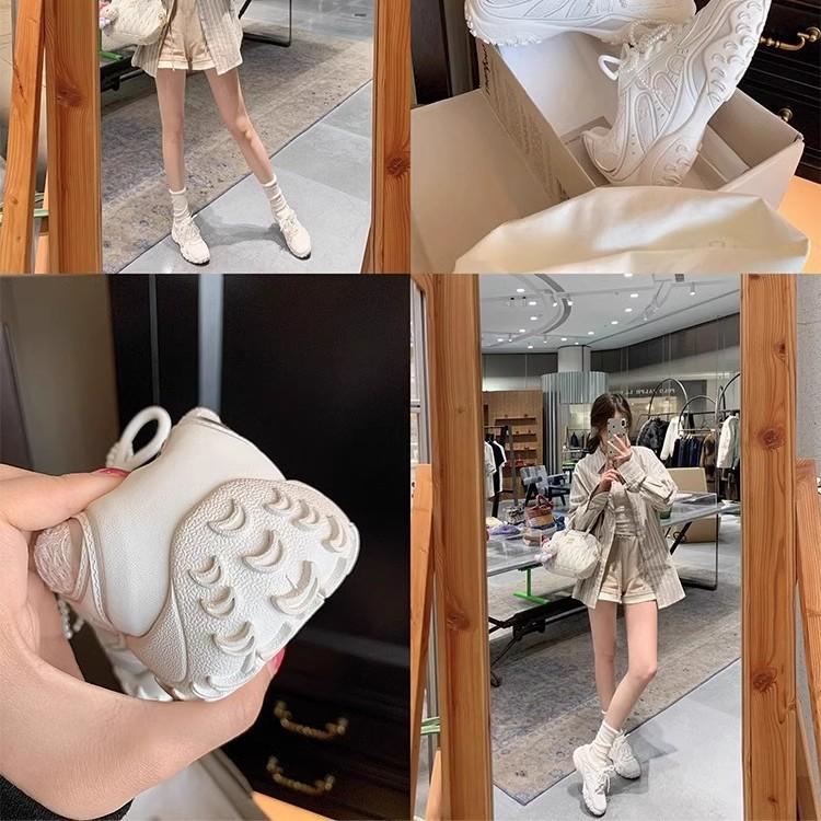 Cowhide Version~ Su Yinyin's Same Crescent Sole Thick Sole Inner Heightening Lace Pearl Casual Moral Training Shoes Women's Forrest Gump Shoes