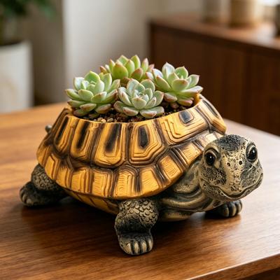 Resin Turtle Planter Pot Indoor Outdoor Tortoise Succulents Herb Plants Flower Pot Container Home Balcony Garden