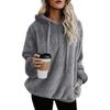 Autumn Winter Woman Fashion Warm Sweater Coat Hooded Loose Pocket Plush Hoodies Womens Fleece Flannel Faux Lamb Wool Pullover