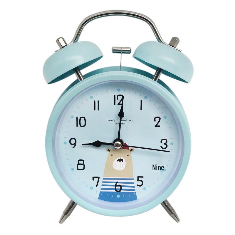4" Silent Metal Alarm Clock with Light & Customizable Logo for Kids/Students