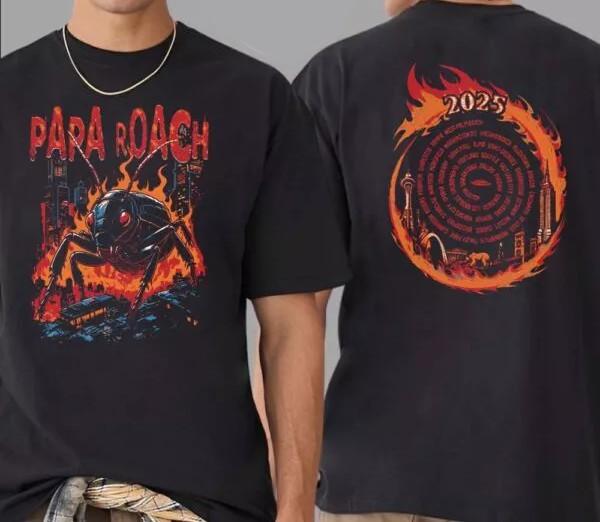 Papa Roach Merch Tee Roachzilla 2025 North American Tour T Shirt Unisex AD178 Unisex T-Shirt XXXL