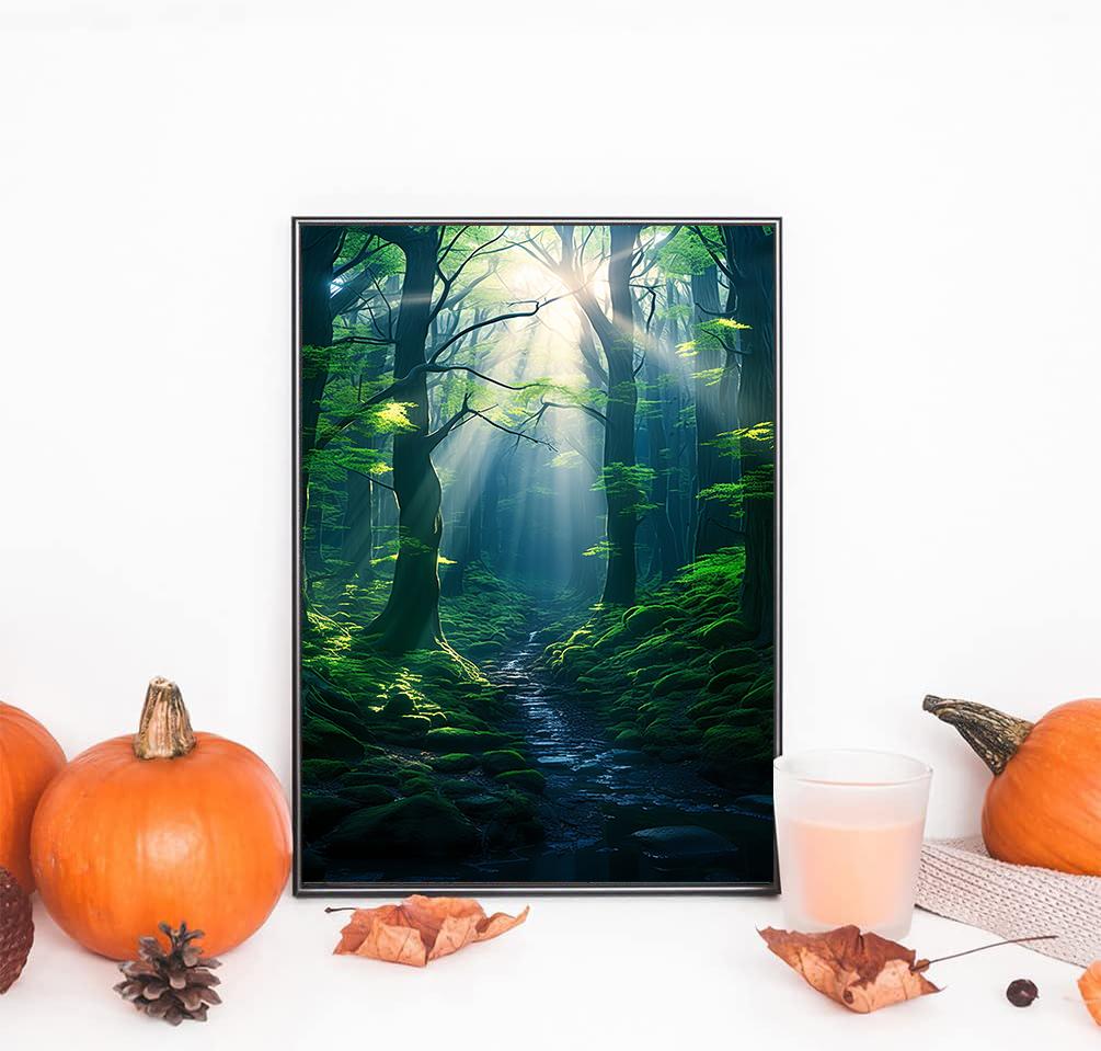 

DIY Алмазная картина Зеленый свет в лесу Набор для вышивки крестом Мозаика Искусство Алмазная картина Полный круг/Квадратный алмаз Украшение дома Square 20x30cm