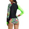 2024 Geometric Pattern Long-Sleeve Triangle Shorts Two-Piece Surf Suit