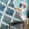Retro Abstract Paint Mottled Moroccan Blue-Green Window Tulle Curtains for Living Room Hotel Luxury Decoration Sheer Curtains