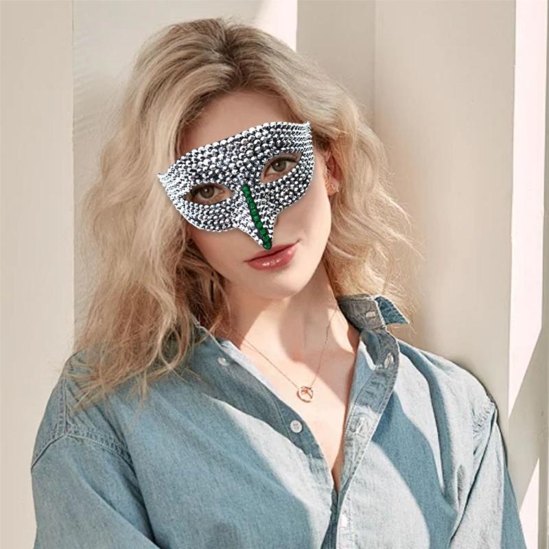 Rhinestones Masquerade Mask Half Face Mask Halloween Party Mask Masquerade Eye Mask For Men Women Masquerade Cosplay