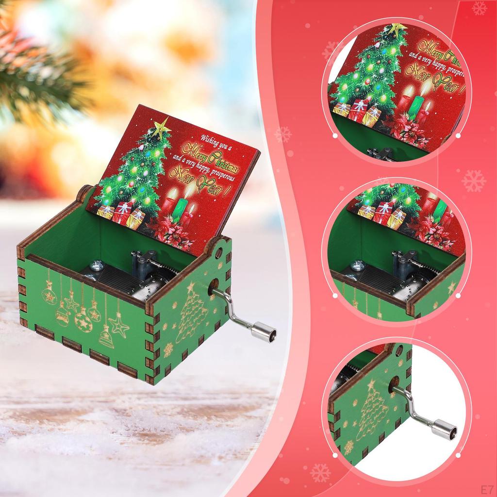 Merry Christmas Music Box Decoration Small Decorative Lightweight Musical Hand Cranked