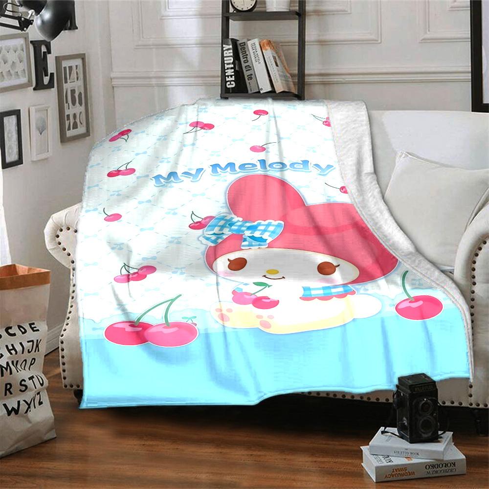 1pc My Melody Cherry blanket Lightweight Flannel Throw for Sofa Bed Travel Camping Livingroom Office Couch Chair