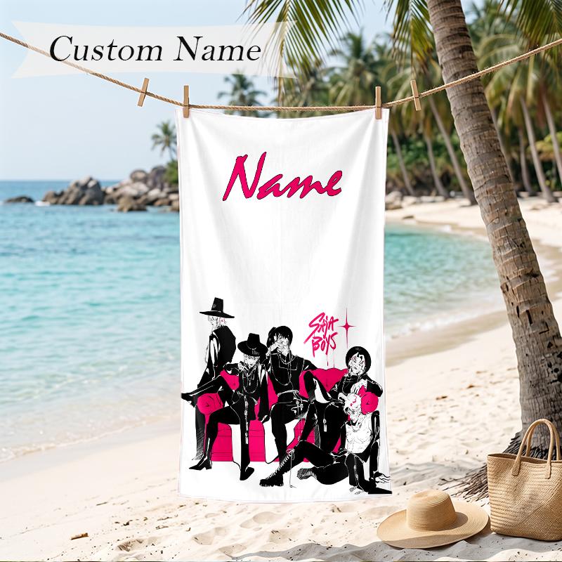 SAJA BOYS Custom Name Printed Beach Towel Personalized Soft Towel For Swimming Beach Travel