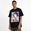Anime Style Noodle Girl Print T-Shirt Loose Casual Unisex Crewneck Top Trendy Japanese Cartoon Tee Pure cotton T-shirt