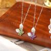 S925 Sterling Silber gebürstete Textur Schmetterling Halskette Wassertropfenform Naturkristallstein Leichter Luxus Tägliche Accessoires Schmuck Geschenk