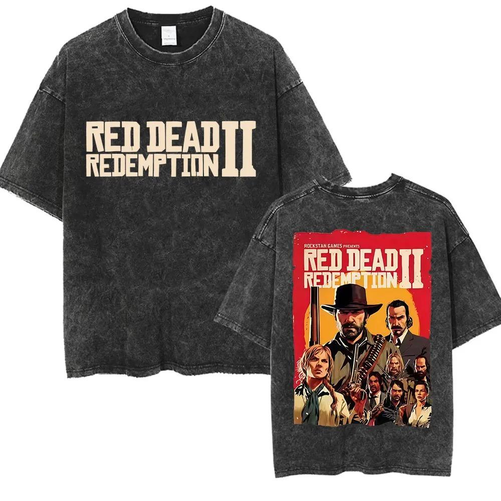 2026 T-shirt a maniche corte con scollo rotondo Y2k Unisex Nuova Top Magliette T-shirt Giocatore Red Dead Redemption 2 Lavata Vintage