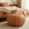 PU Leather Pouf Ottoman Cover Unstuffed Storage Bag Modern Shoe Stool Cover  Home Use