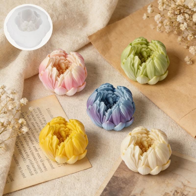 Paeonia Lactiflora Flower Silicone Molds Food Grade Silicone Easy Demold for Resin Casting Candle Soap Chocolate Baking