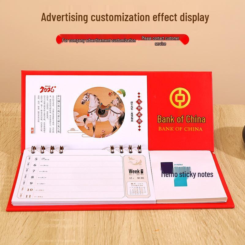 2026 Year of the Horse: Chinese Festive Desk Calendar - Weekly & Monthly Memo Planner