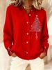 2025 Women's 3D Print Lapel Cardigan Shirt - Christmas Autumn/Winter Collection