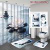 Set Tenda da Doccia da 4 Pezzi con Tappetino Antiscivolo per Bagno, Copriwater, Tappeto Sagomato e 12 Ganci, Decorazione per Bagno