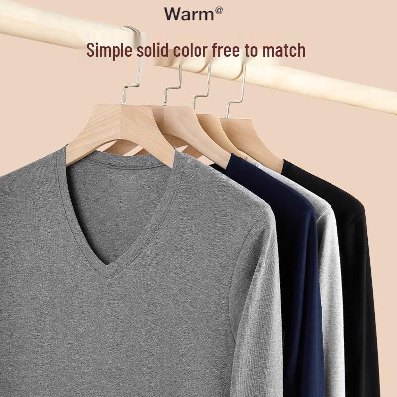 Langsha Men's V-Neck Pure Cotton Thermal Underwear Set