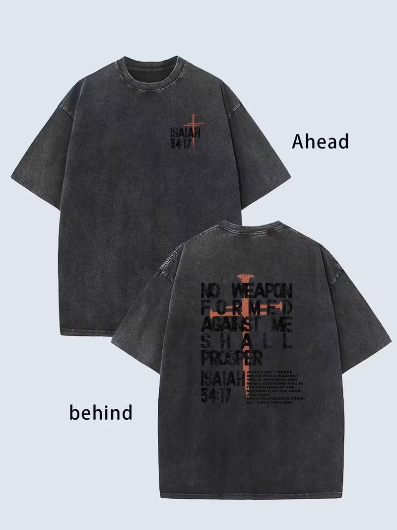 

Walk By Faith Not By Sight Letter Print TShirt Vintage Street Casual Loose Fit Short Sleeve Tops for Men Women Daily Wear S