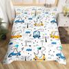 Cute Dinosaur Duvet Cover King Queen Kawaii Cartoon Wild Dino Bedding Set For Kids Boys Girls Jungle Animals Comforter Cover