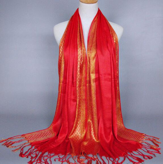 Brand de Lux Eșarfă Musulmană Aurie cu Sclipici Hijaburi Eșarfă de Cap Arabă din Orientul Mijlociu Batic Islamic din bumbac Bandană