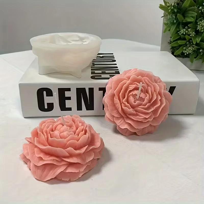 A Top Quality Extra Large 3D Flower Candle Silicone Mold DIY Peony Aroma Plaster Resin Making Tool Handmade Soap Chocolate Cake